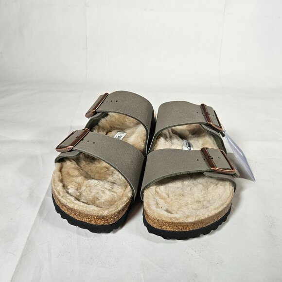 Birkenstock Gray Arizona lined slip on sandals size 41 women 10 men 8 Narrow Fit - Picture 4 of 11